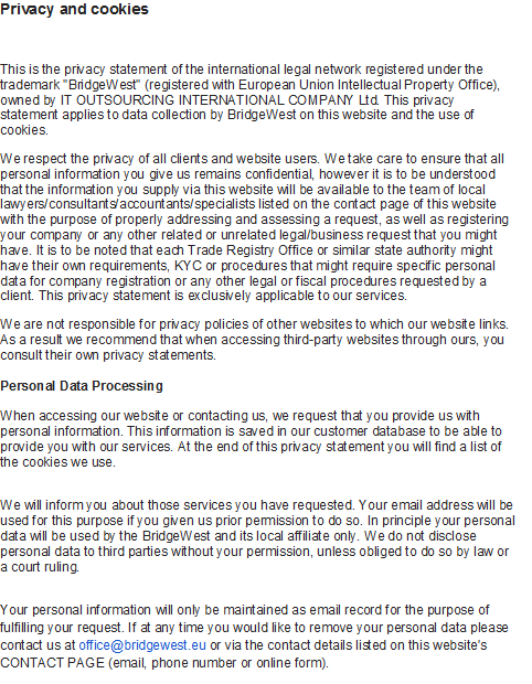 The privacy policy for the visitors of the website CompanyFormationSpain.com.
